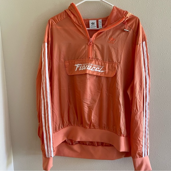 Adidas Orange Windbreaker”Fiarucci” Lightweight Hooded Jacket - Picture 2 of 13